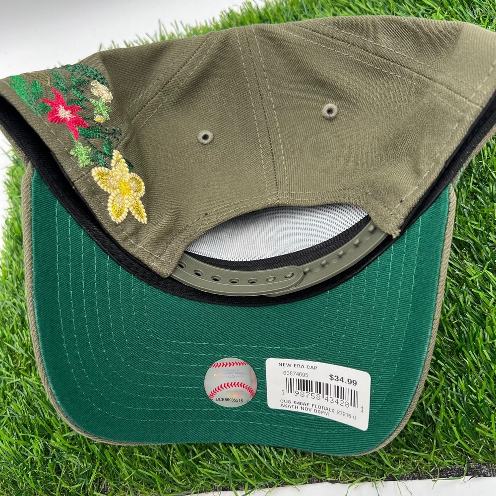 New‎ Era Oakland Athletics Olive Green Tonal Floral 9Forty A Frame Snapback Hat - Picture 5 of 8